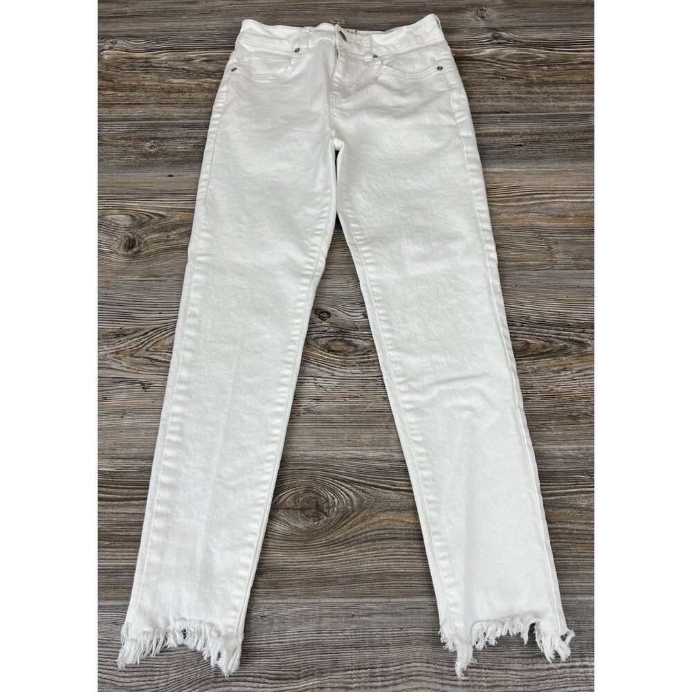 Harper Heritage Jeans‎ Womens Sz 26 High Rise Skinny White Raw Hem Stretch